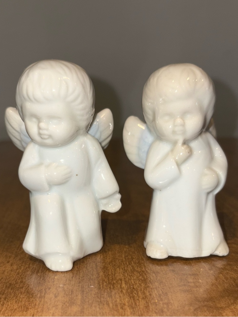 Vintage White Ceramic Angel Figurine Set of 2